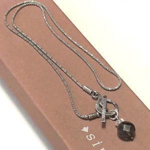 Silpada Sterling Silver Smoky Quartz Front Toggle Swirl Necklace